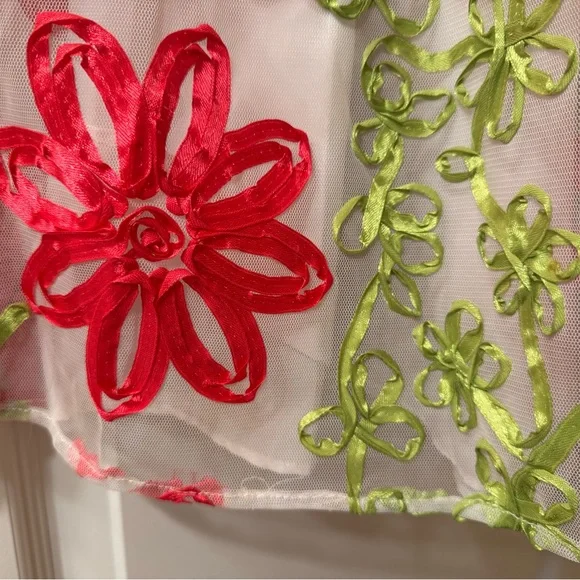 Rare Editions Vibrant Pink And Green Floral Dress Size 6 - Picture 4 of 15